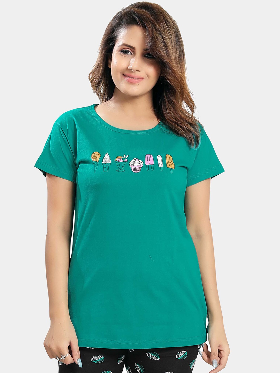 

Ever Loved Women Pure Cotton Night suit, Green