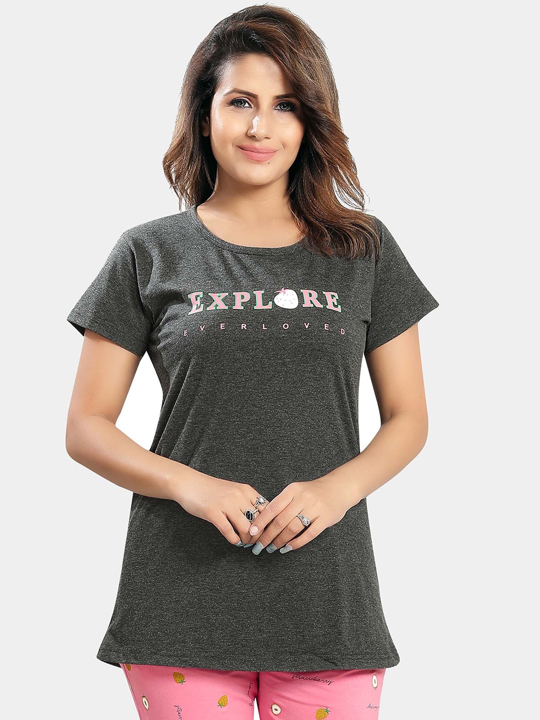 

Ever Loved Women Pure Cotton Night suit, Grey