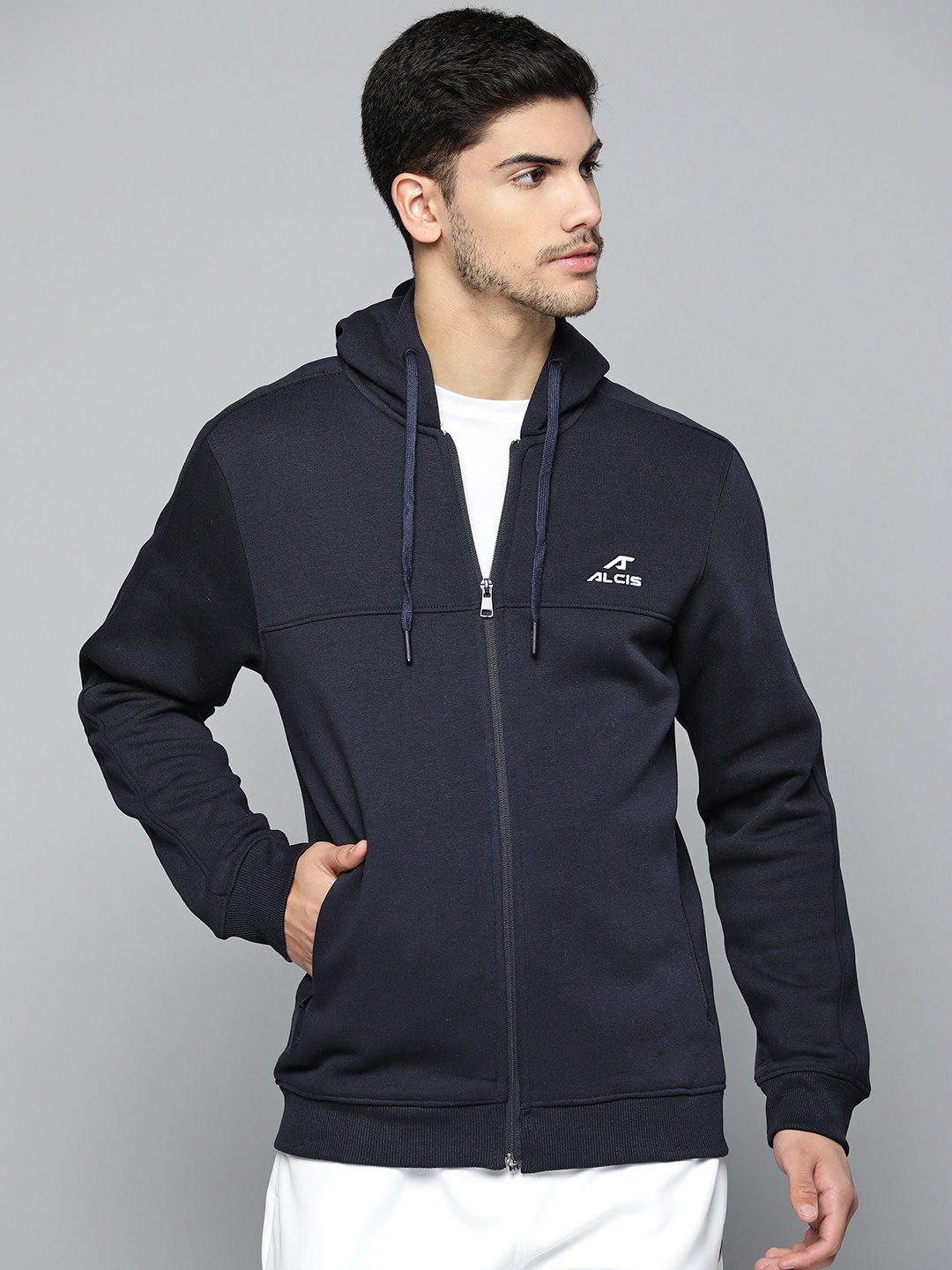 

Alcis Men Running Open Front Jacket, Navy blue