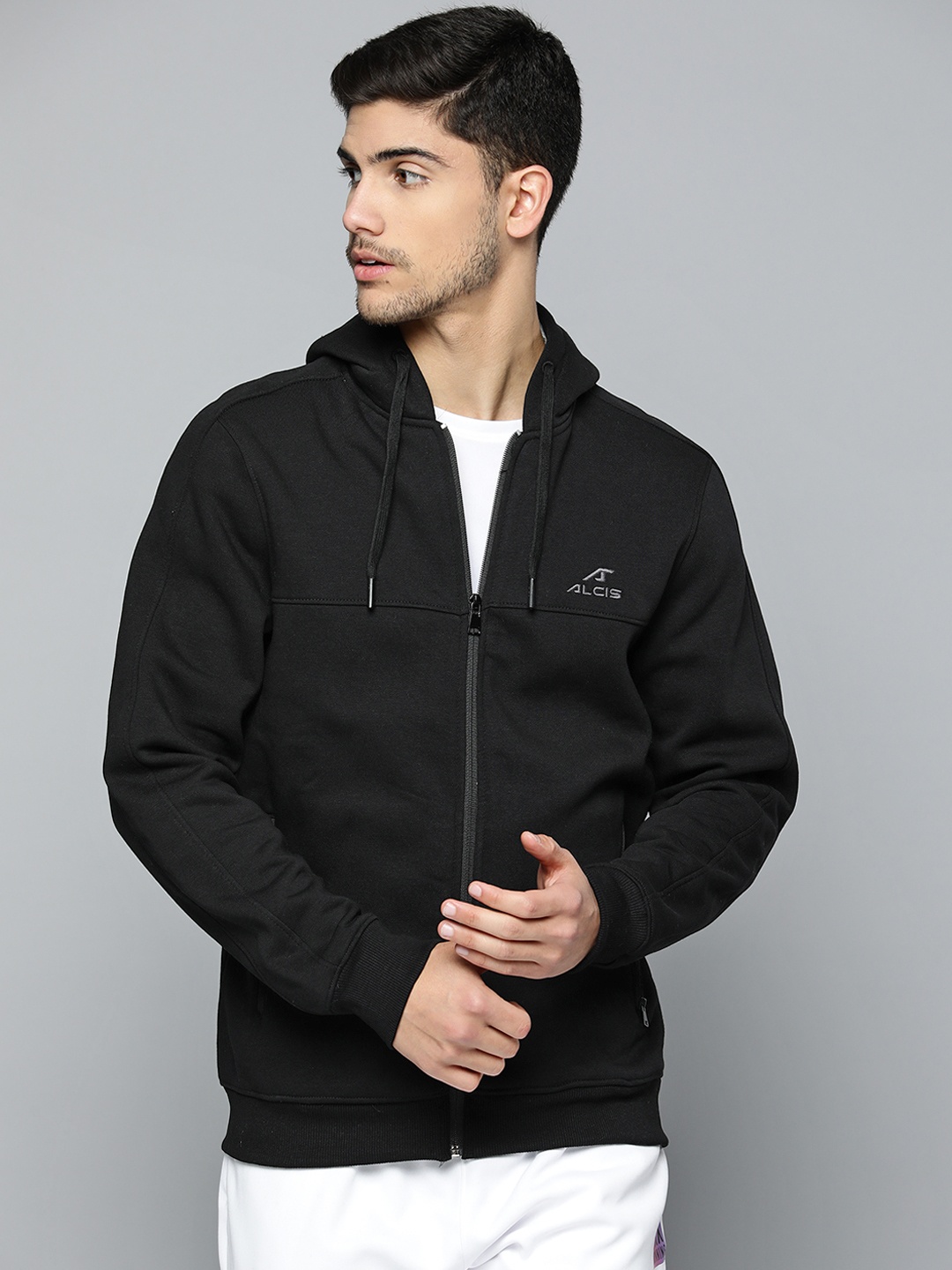 

Alcis Men Running Open Front Jacket, Black