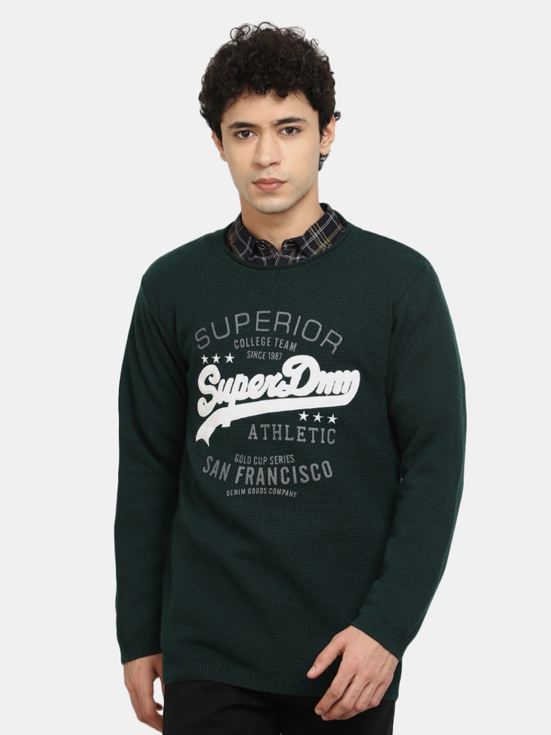 

V-Mart Men Round Neck Printed Sweatshirt, Green