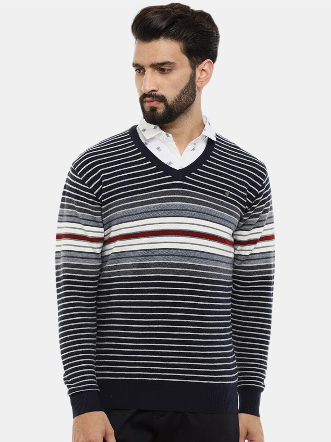 

V-Mart Men Striped Sweatshirt, Navy blue