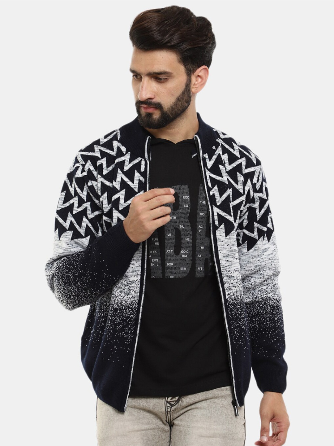 

V-Mart Men Printed Wool Sweatshirt, Navy blue