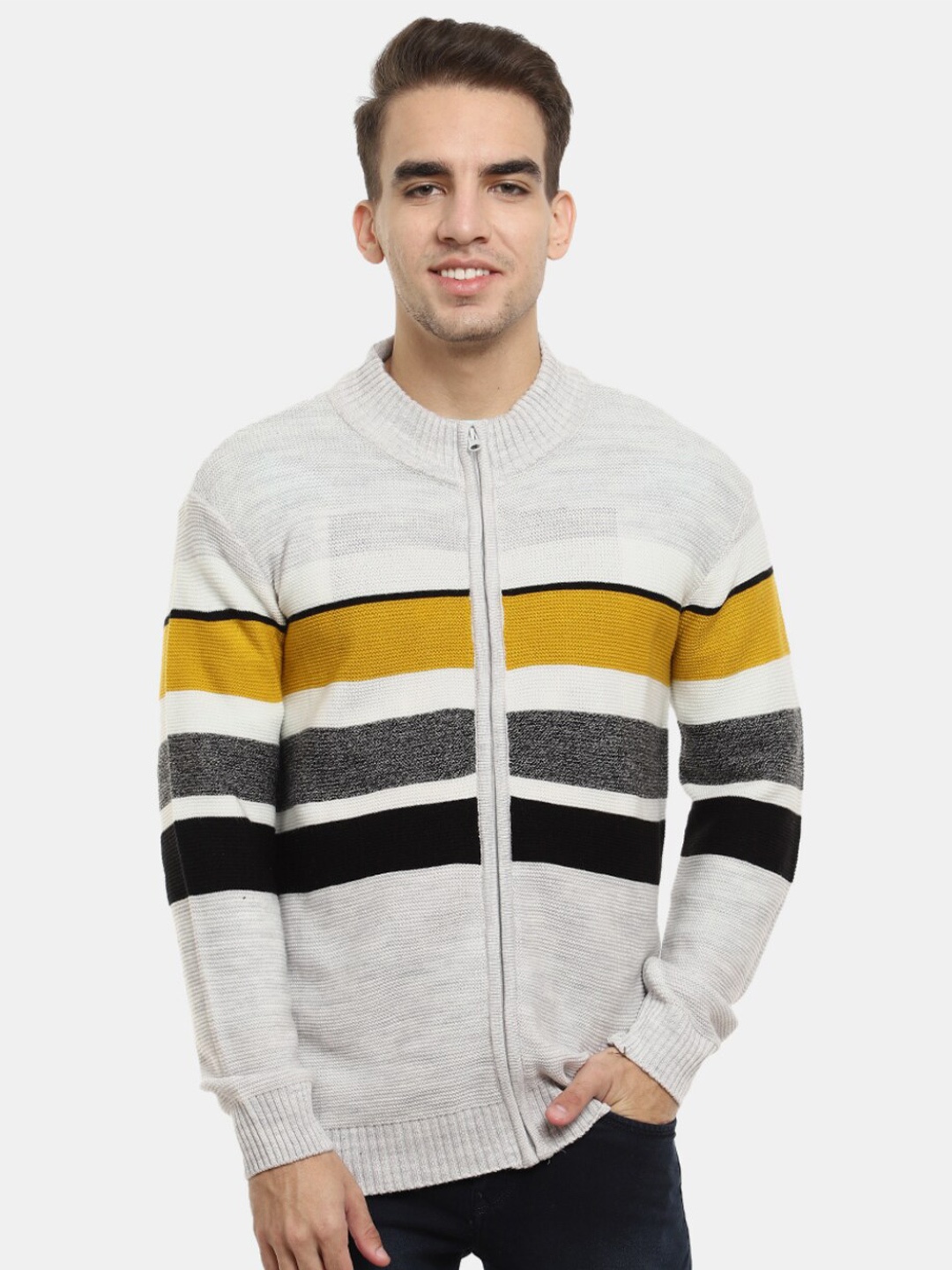 

V-Mart Men Wool Striped Sweatshirt, Grey