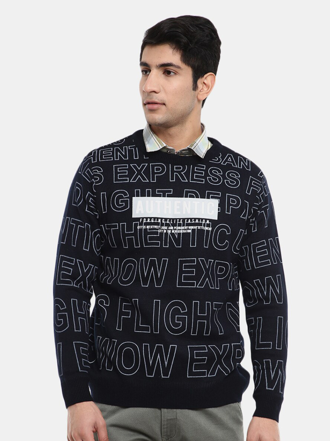 

V-Mart Men Printed Sweatshirt, Navy blue
