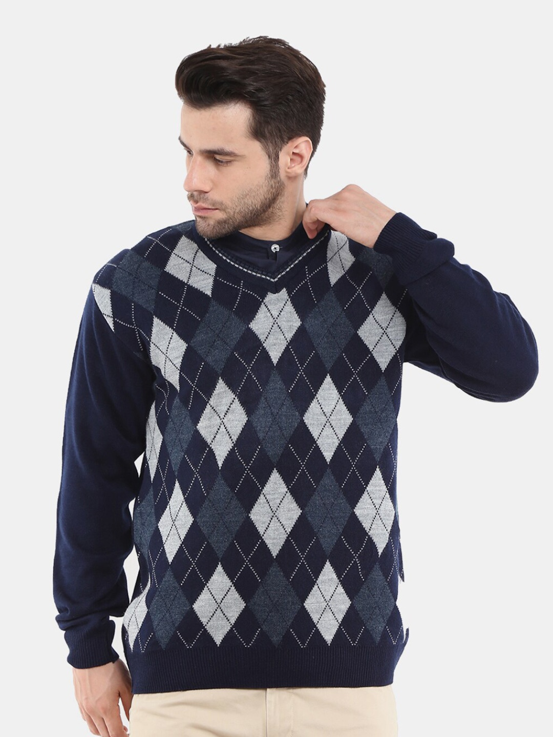 

V-Mart Men Printed Wool Sweatshirt, Navy blue
