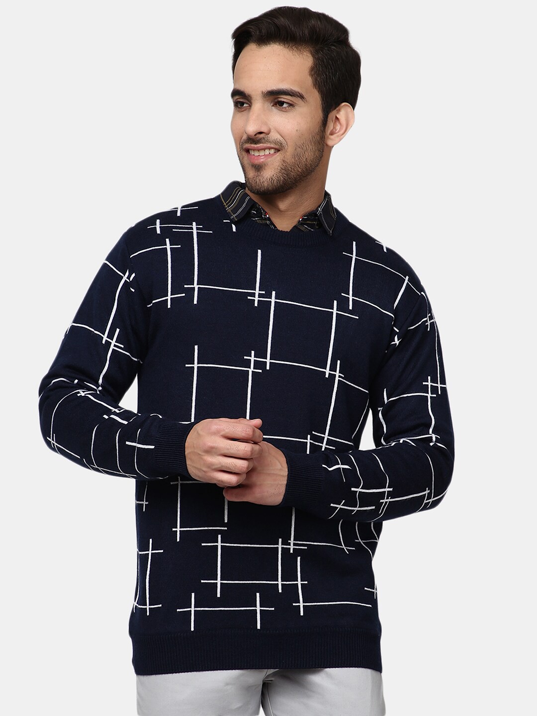

V-Mart Men Printed Wool Sweatshirt, Navy blue