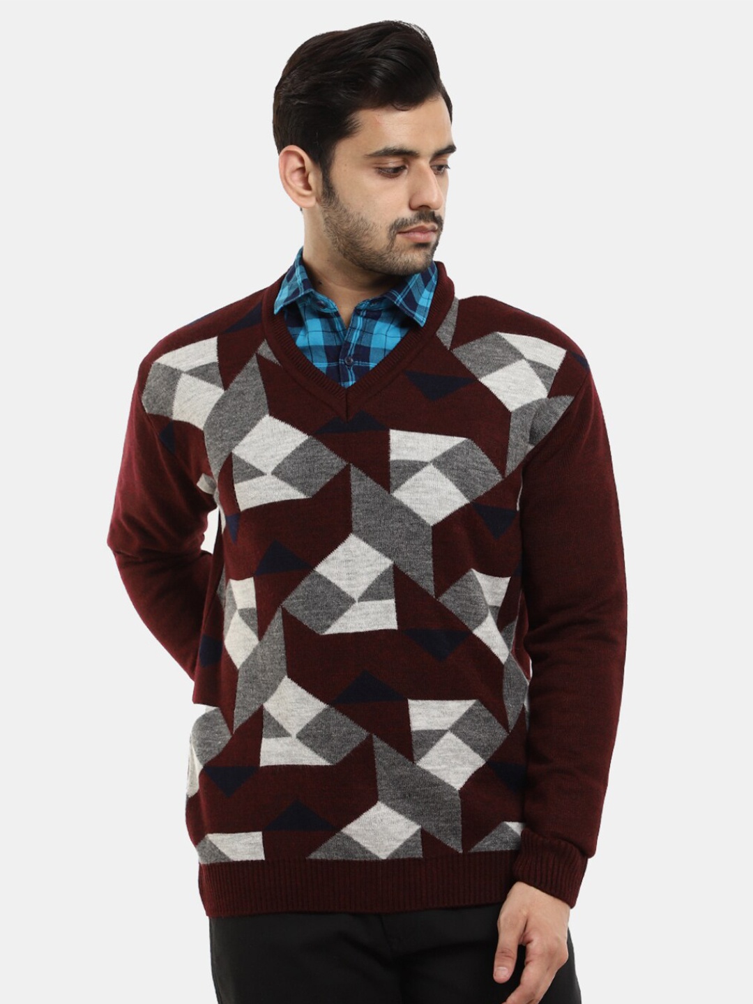 

V-Mart Men Printed Fleece Sweatshirt, Maroon