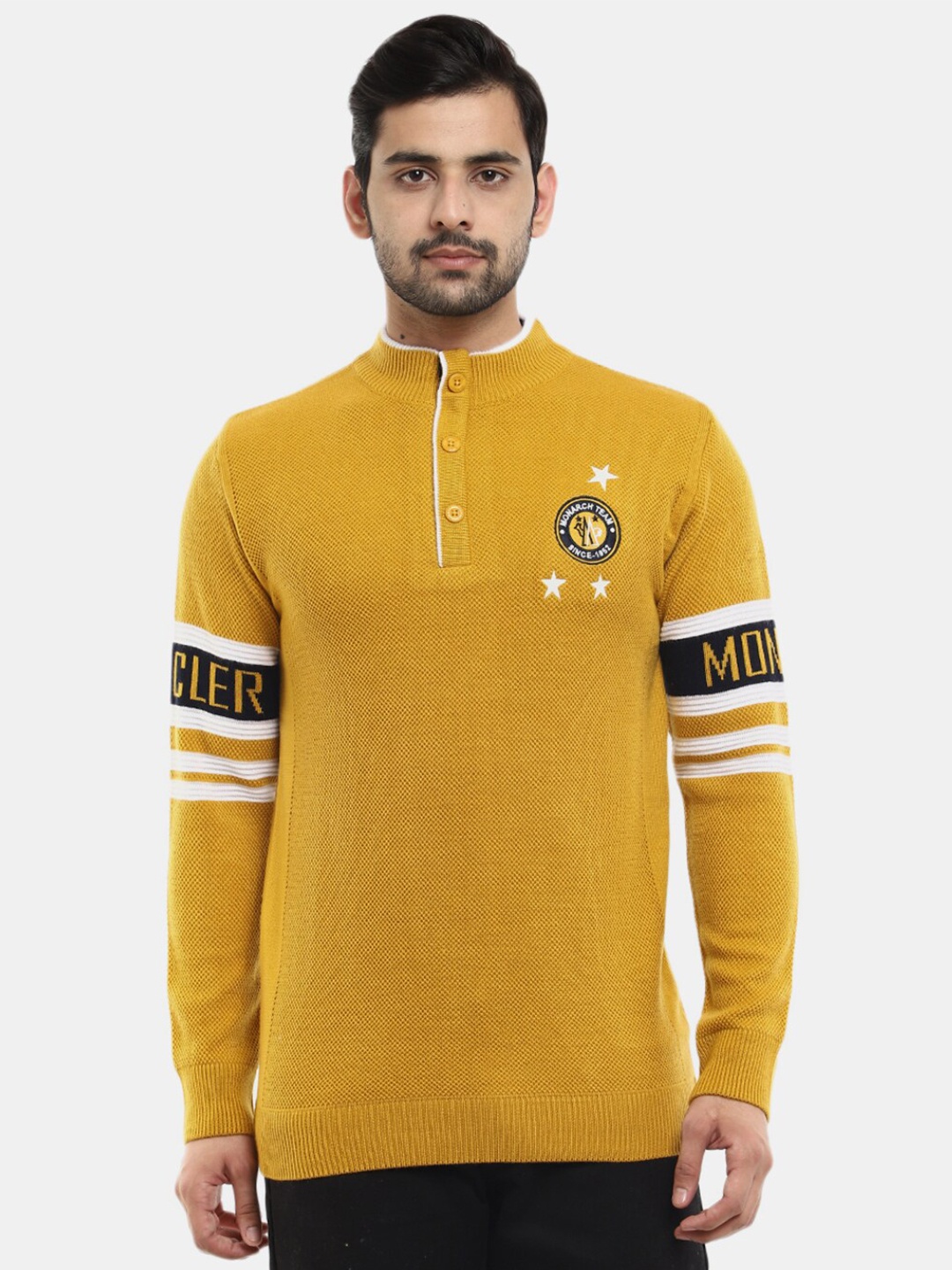 

V-Mart Men Mock Collar Sweatshirt, Mustard