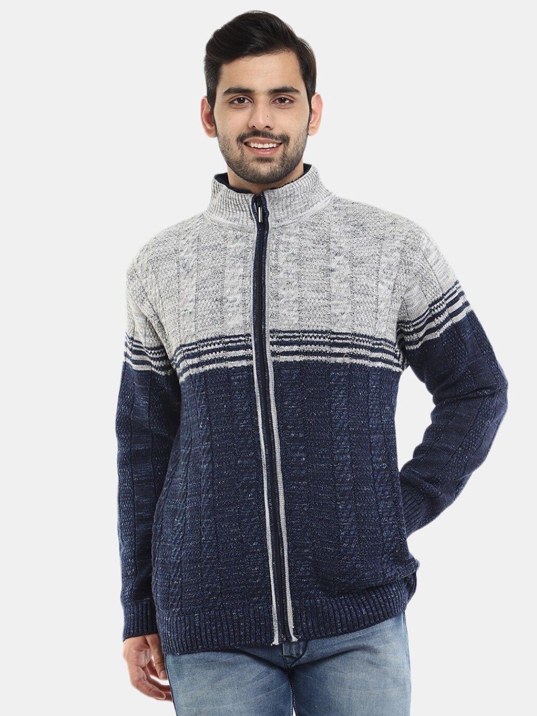 

V-Mart Men Colourblocked Wool Sweatshirt, Blue