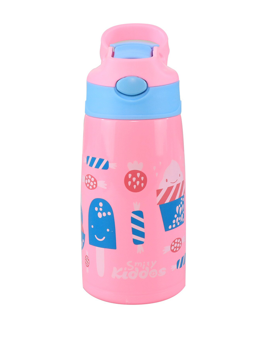 

Smily Kiddos Pink Ice Cream Printed Stainless Steel Sipper Water Bottle 450 ML