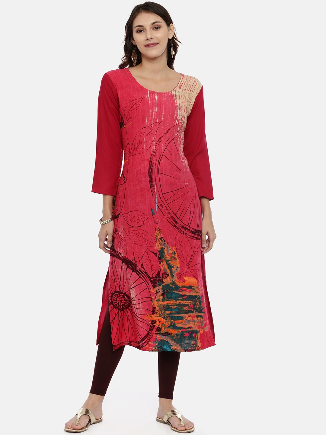 

Souchii Women Floral Printed Kurta, Pink