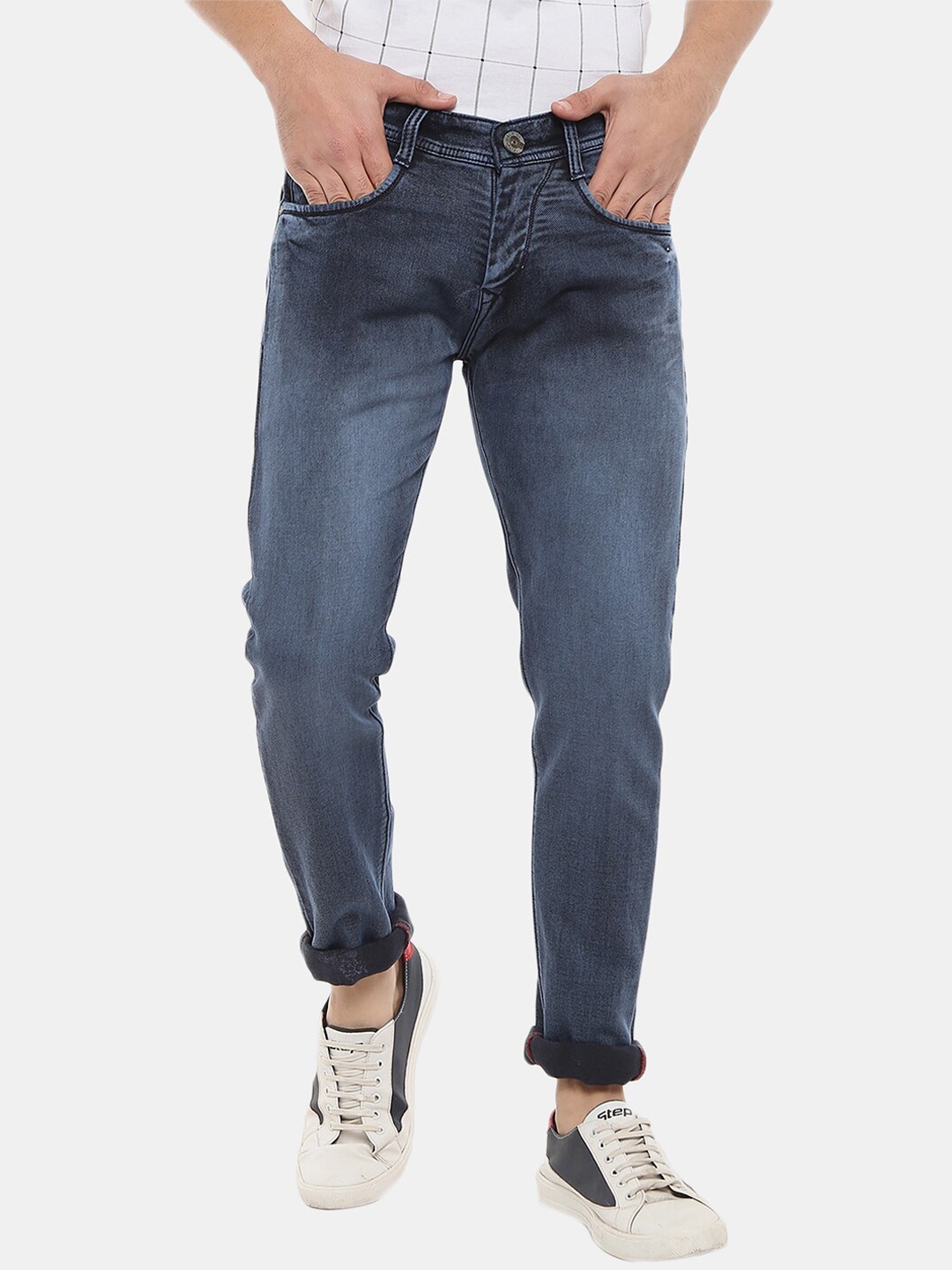 

V-Mart Men Classic Cotton Slim Fit Heavy Fade Jeans, Blue