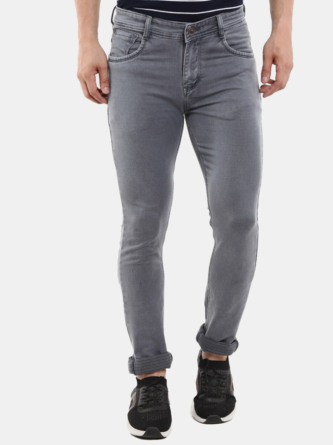 

V-Mart Men Cotton Classic Slim Fit Jeans, Grey