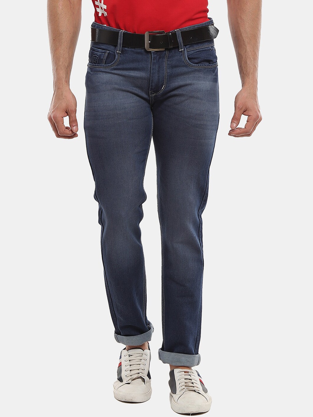 

V-Mart Men Cotton Classic Slim Fit Light Fade Jeans, Blue