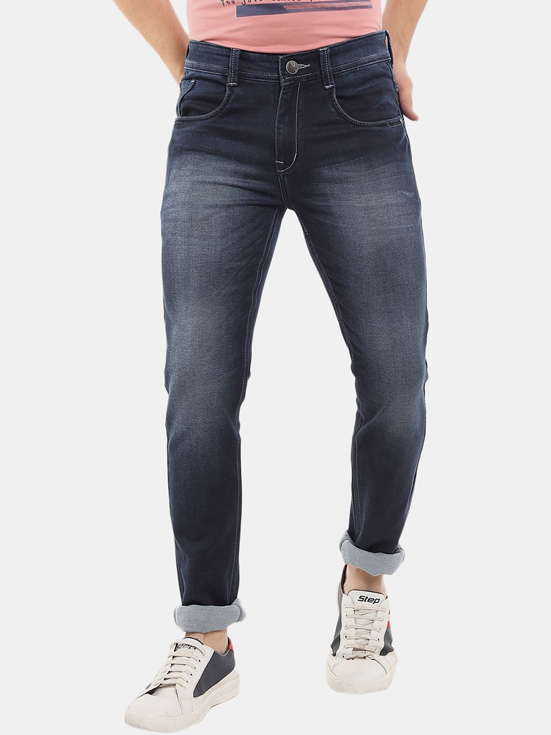 

V-Mart Men Classic Slim Fit Heavy Fade Cotton Jeans, Blue