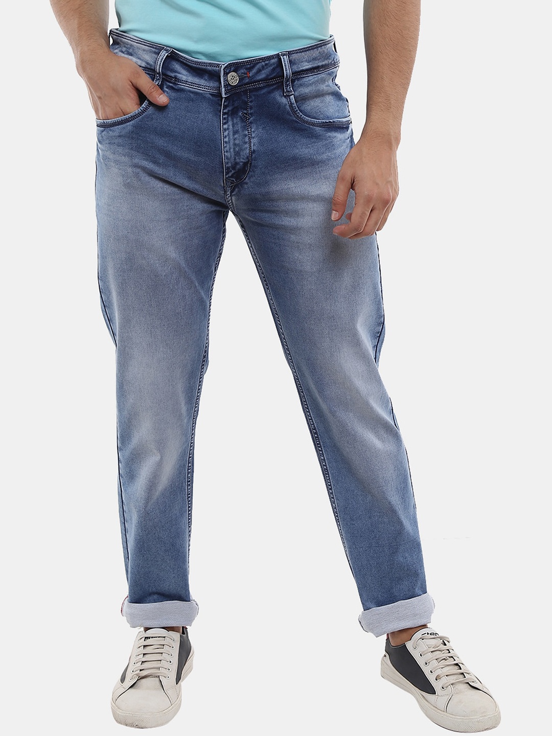 

V-Mart Men Classic Slim Fit Heavy Fade Cotton Jeans, Blue