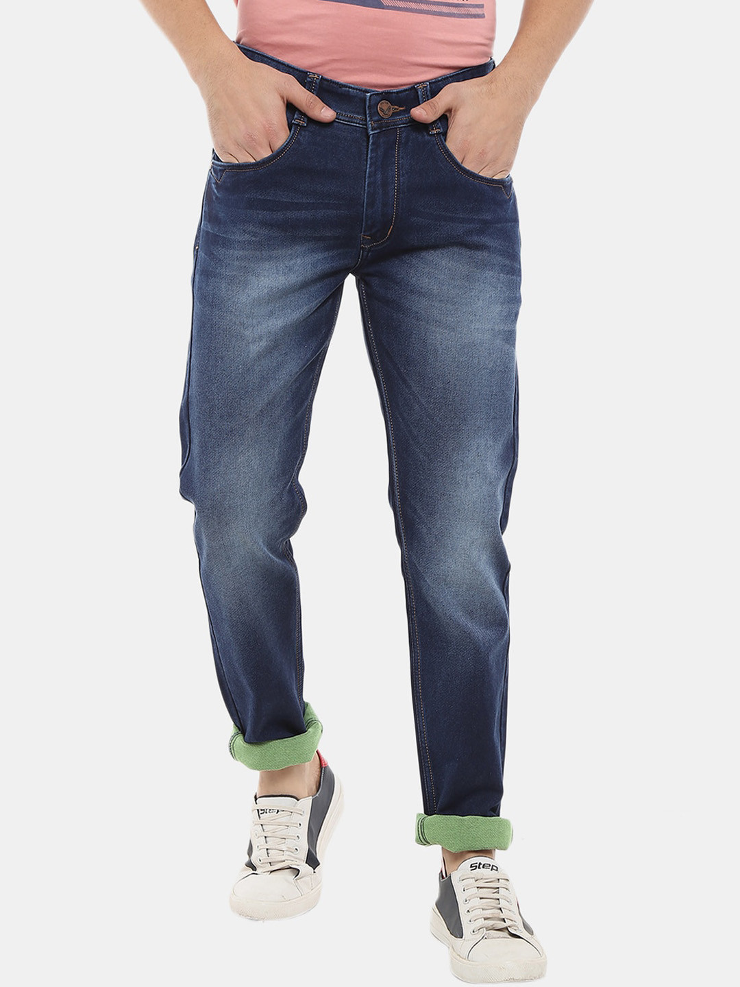 

V-Mart Men Cotton Classic Slim Fit Heavy Fade Jeans, Blue