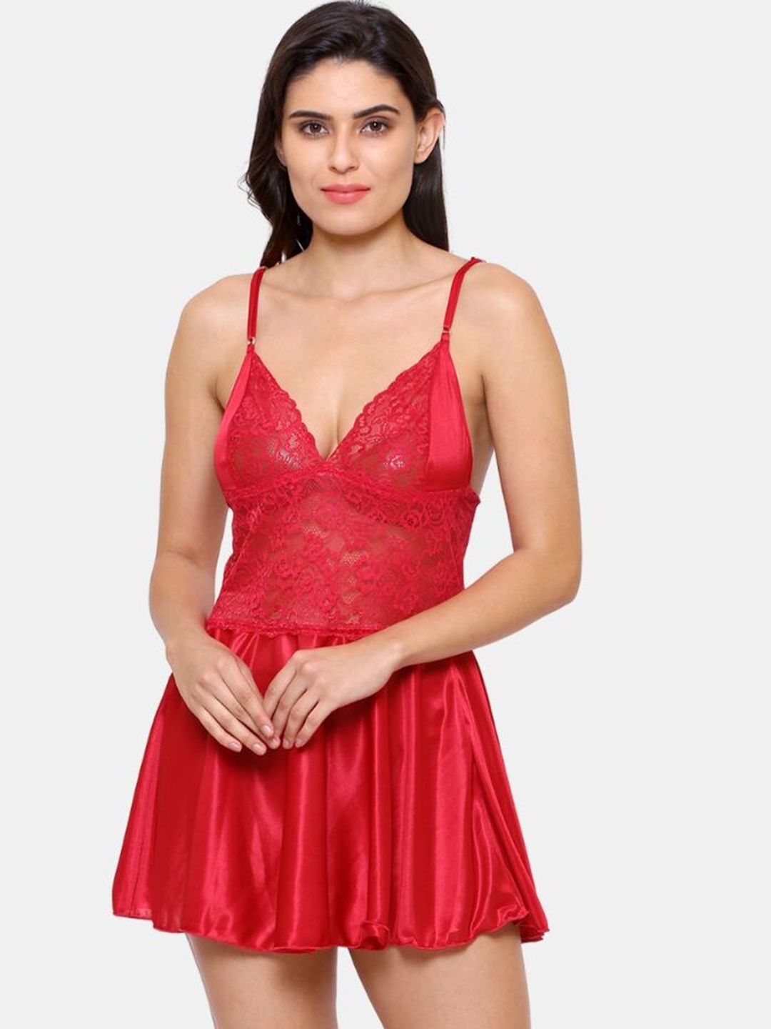 

Klamotten Satin Baby Doll, Red