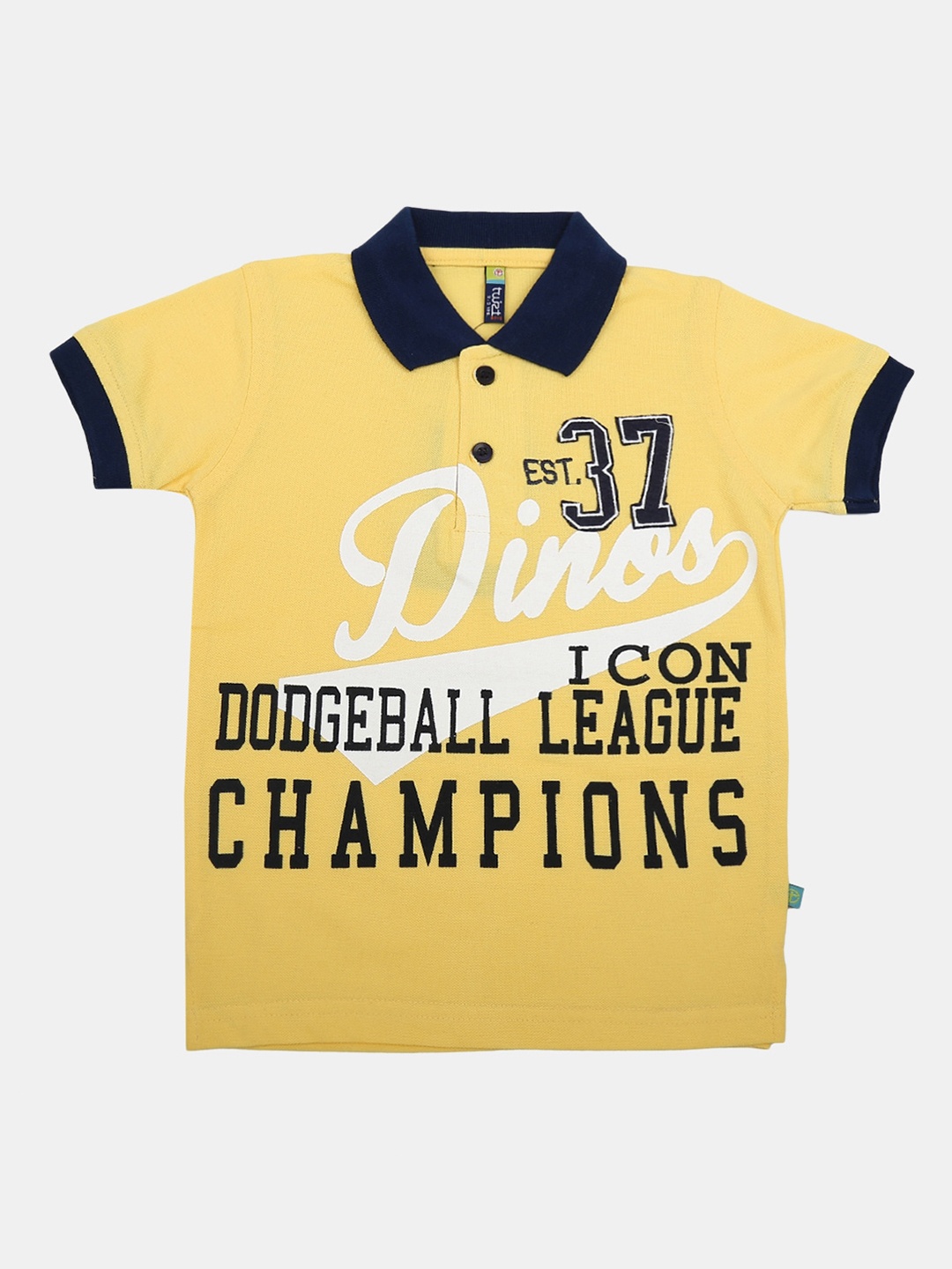 

V-Mart Boys Typography Printed Polo Collar Cotton T-shirt, Yellow