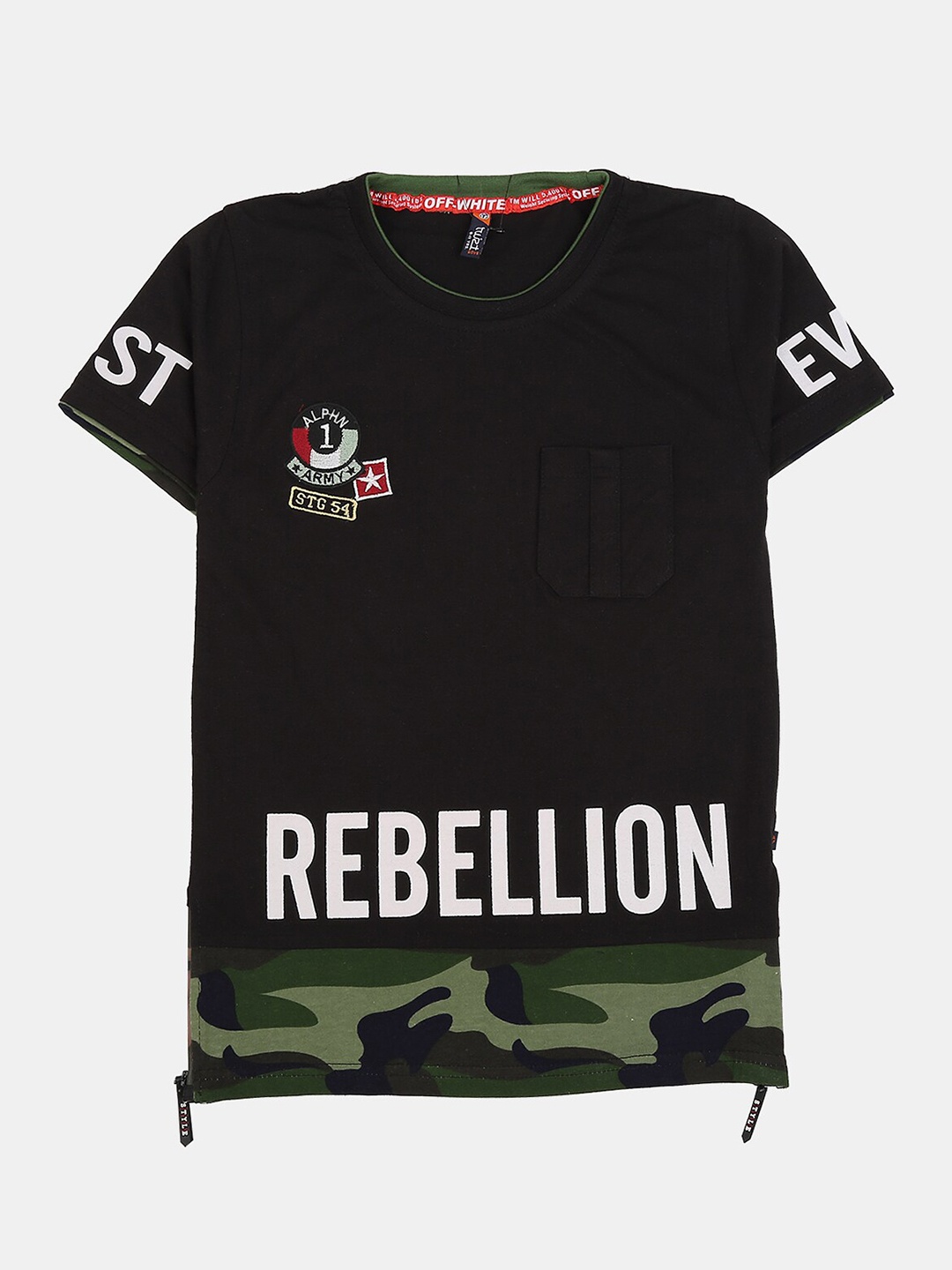 

V-Mart Boys Printed Round Neck Cotton T-shirt, Black