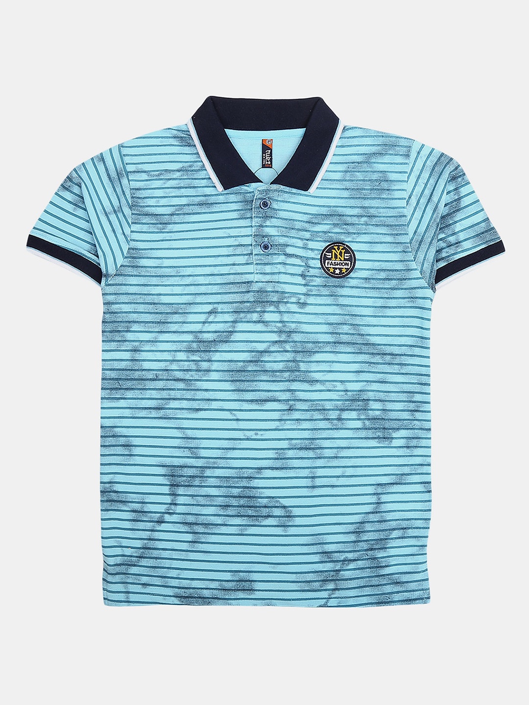 

V-Mart Boys Striped Polo Collar Cotton T-shirt, Turquoise blue
