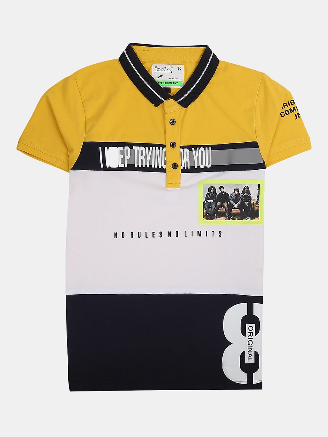 

V-Mart Boys Colourblocked Polo Collar Cotton T-shirt, Yellow