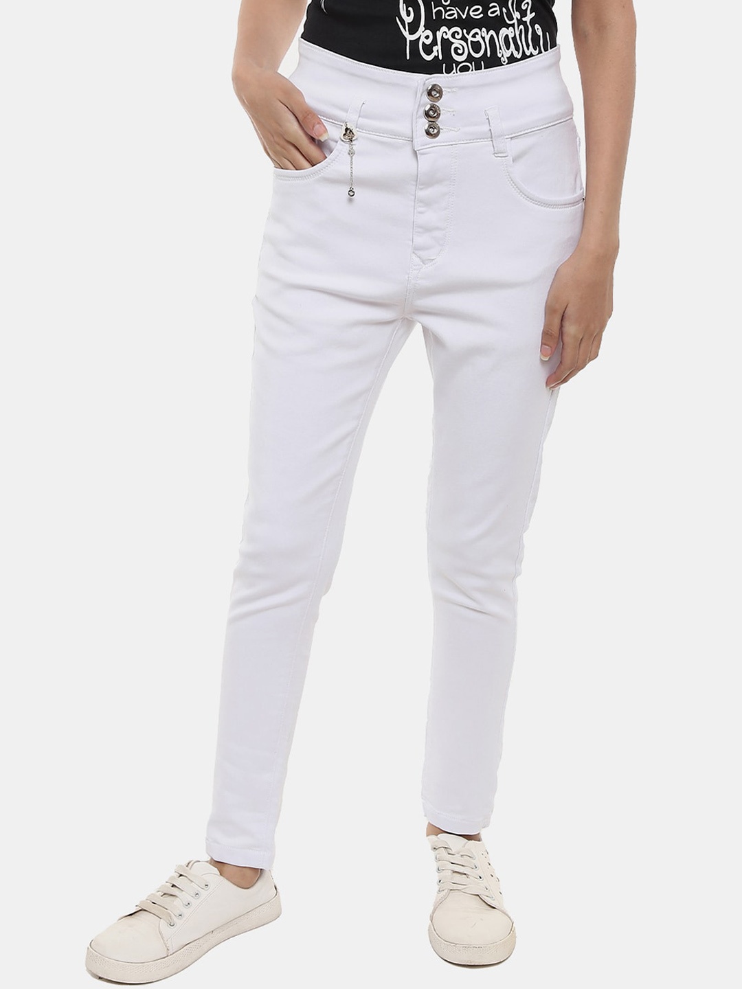

V-Mart Women Cotton Classic Jeans, White