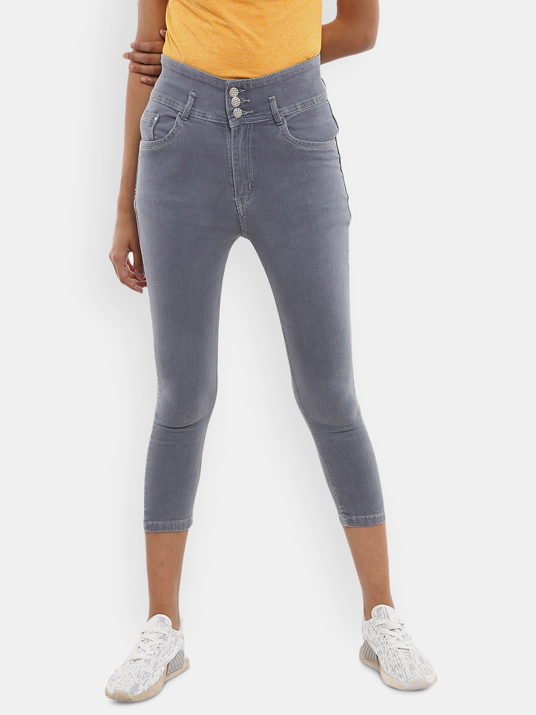 

V-Mart Women Cotton Classic Jeans, Grey