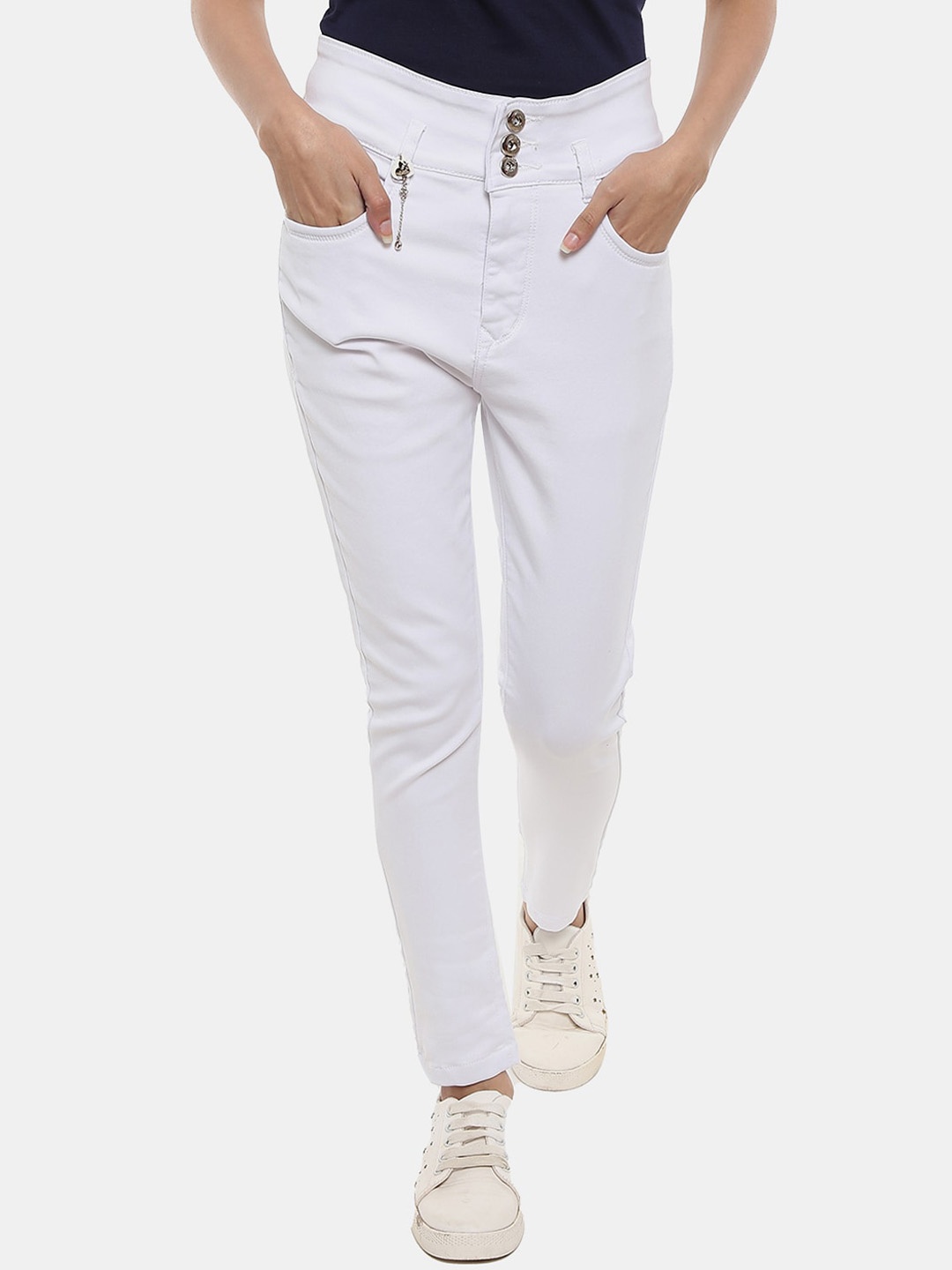 

V-Mart Women Cotton Classic Jeans, White