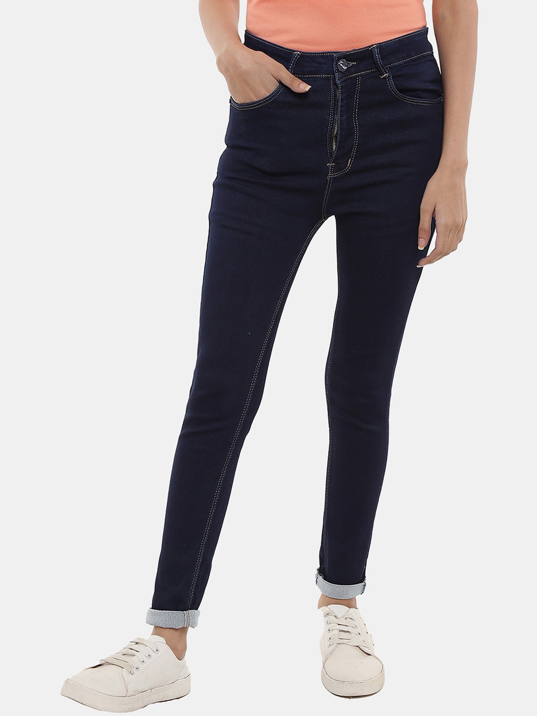 

V-Mart Women Classic High-Rise Jeans, Navy blue
