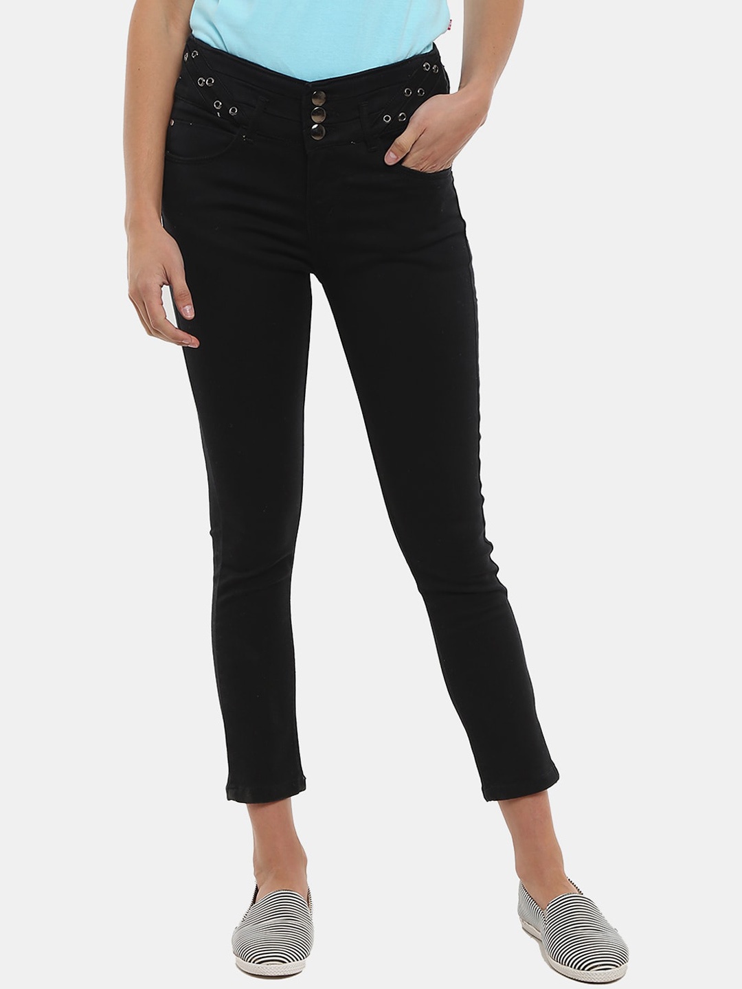 

V-Mart Women Classic Slim Fit High-Rise Jeans, Black