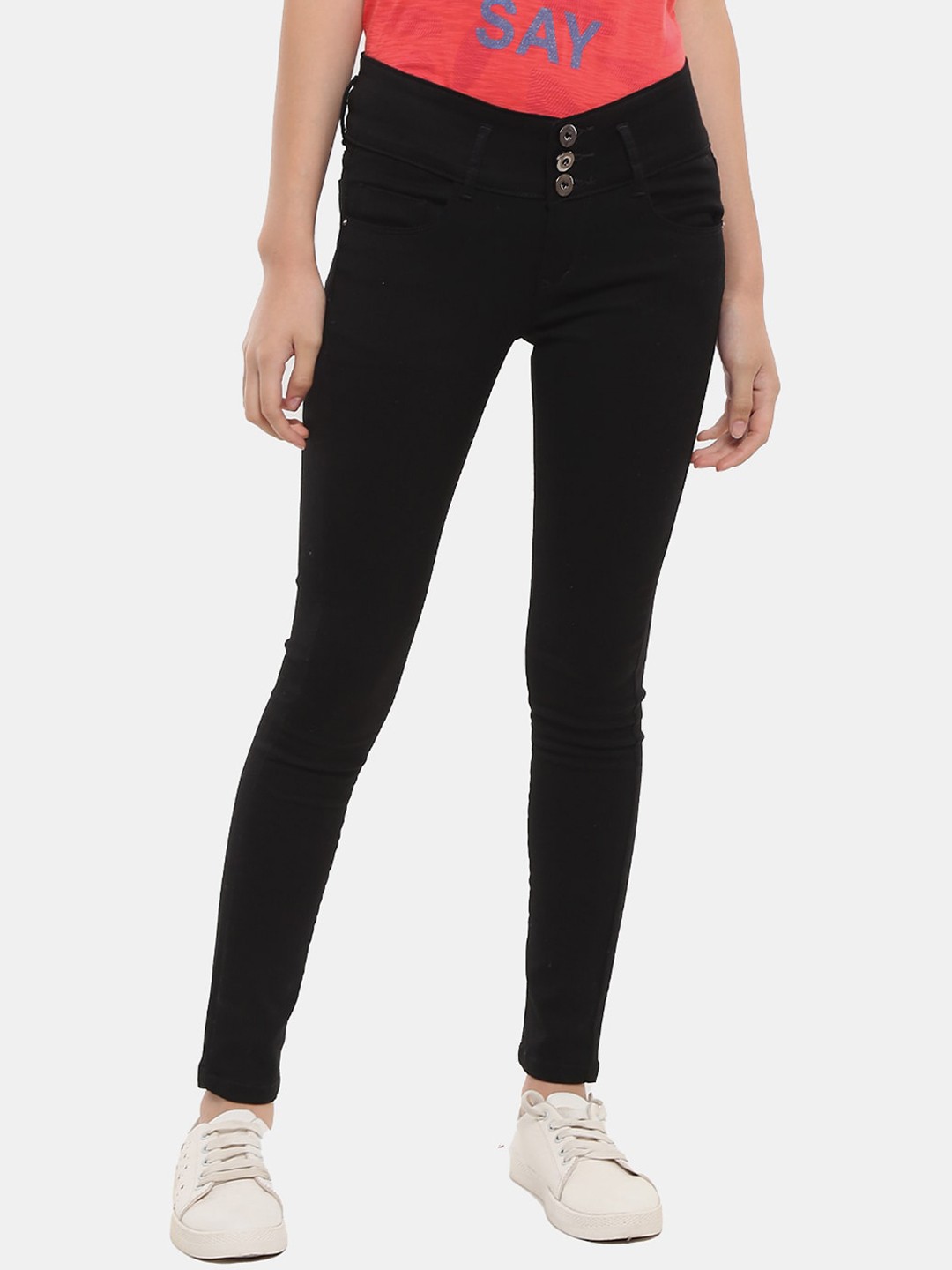 

V-Mart Women Classic Cotton Denim High Waist Jeans, Black