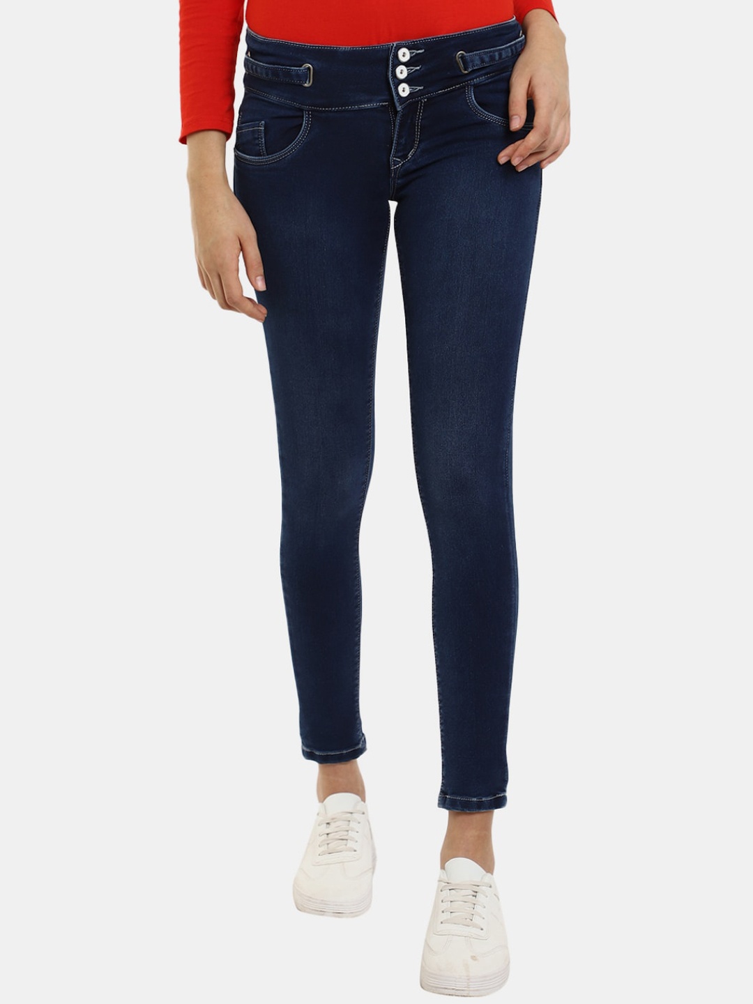 

V-Mart Women Classic Cotton Denim High Waist Jeans, Blue