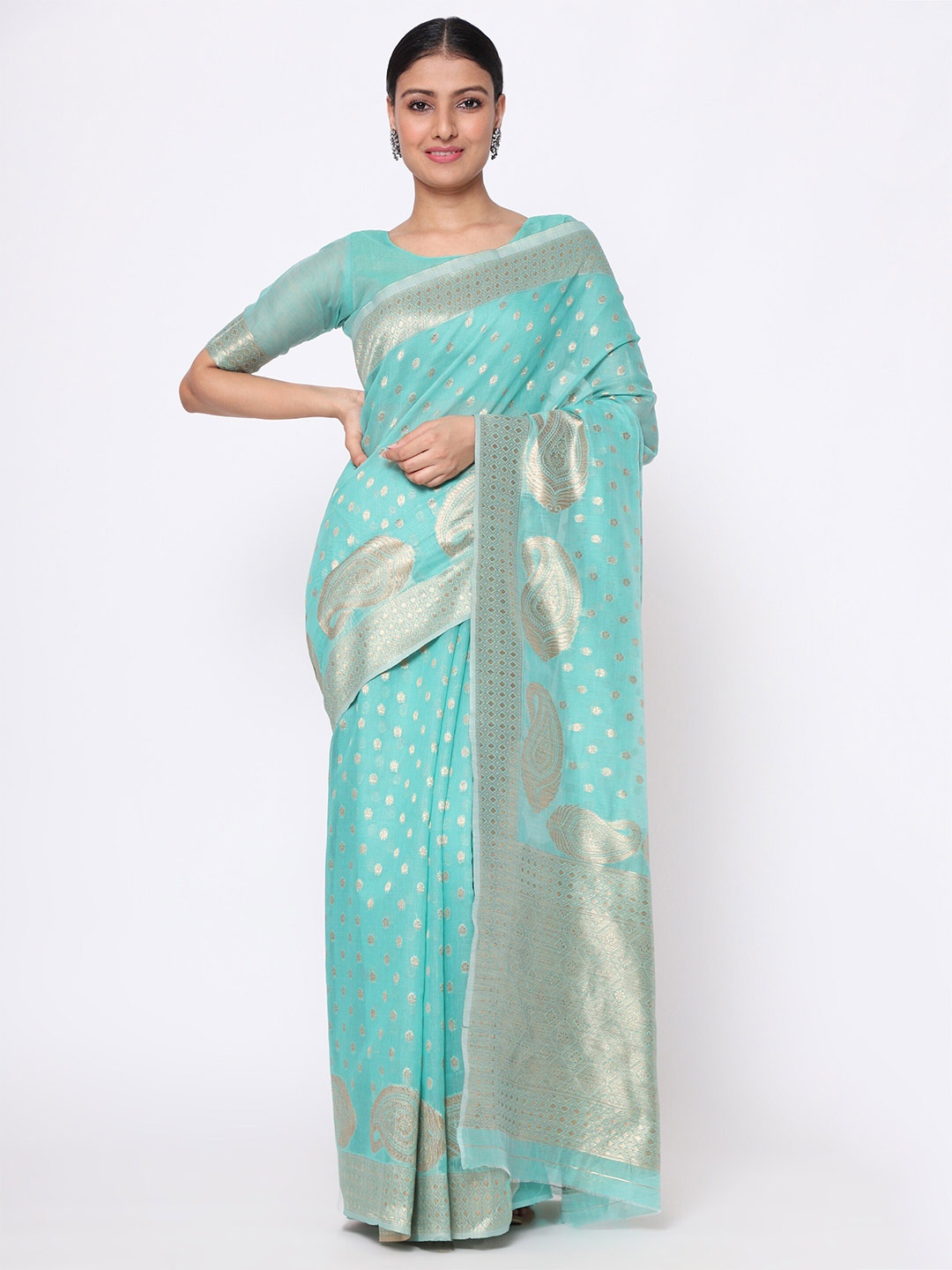 

KALINI Woven Design Zari Saree, Blue