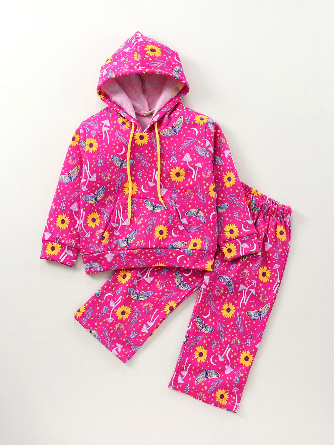 

CrayonFlakes Kids Pure Cotton Printed Top with Leggings Clothing Set, Pink