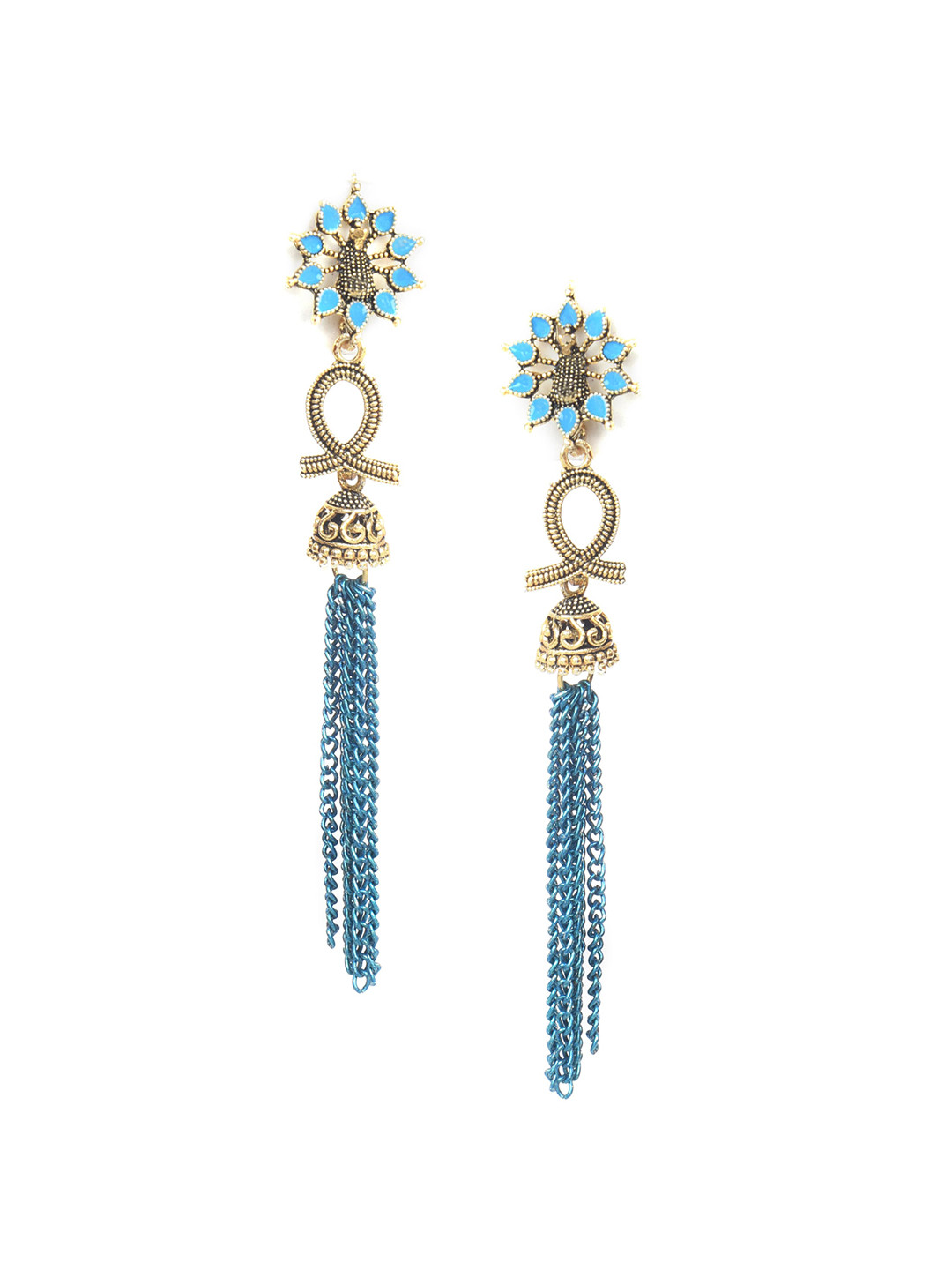 

HOUSE OF ARLI Contemporary Jhumkas Earrings, Blue