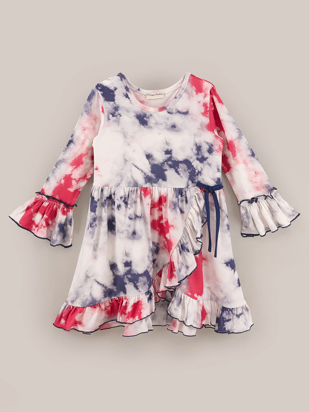 

CrayonFlakes Round Neck Floral Printed Dress, Off white