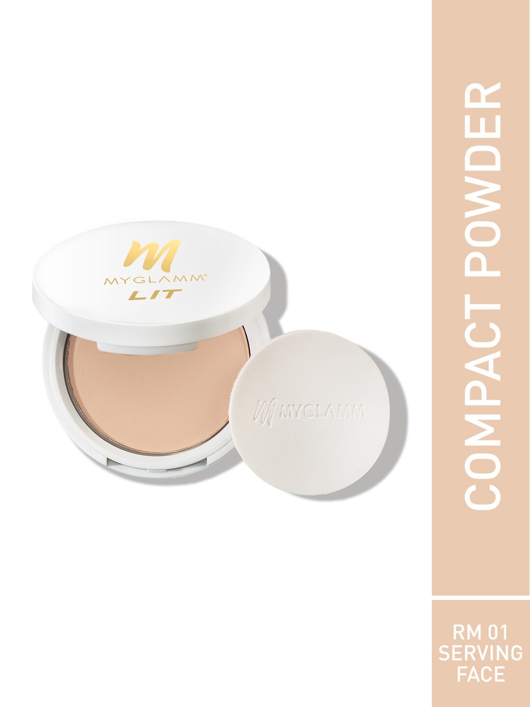 

MyGlamm LIT Radiant Matte Compact Powder with Buildable Coverage 9g - Serving Face 01, Beige