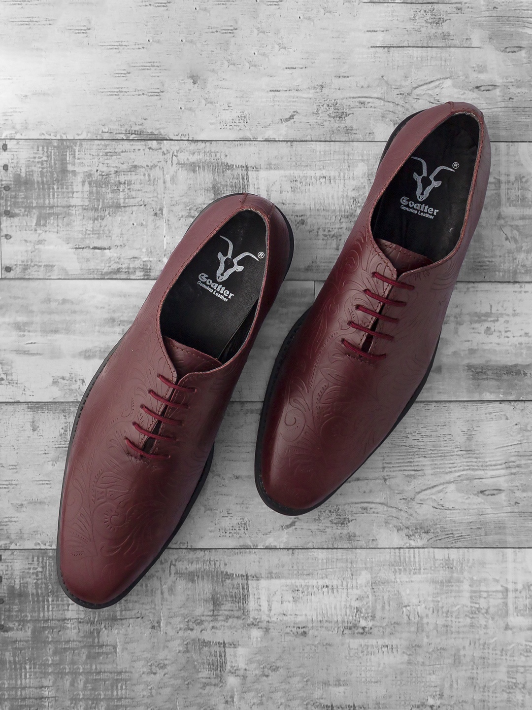 

Goatter Men Textured Genuine Leather Formal Oxfords, Brown