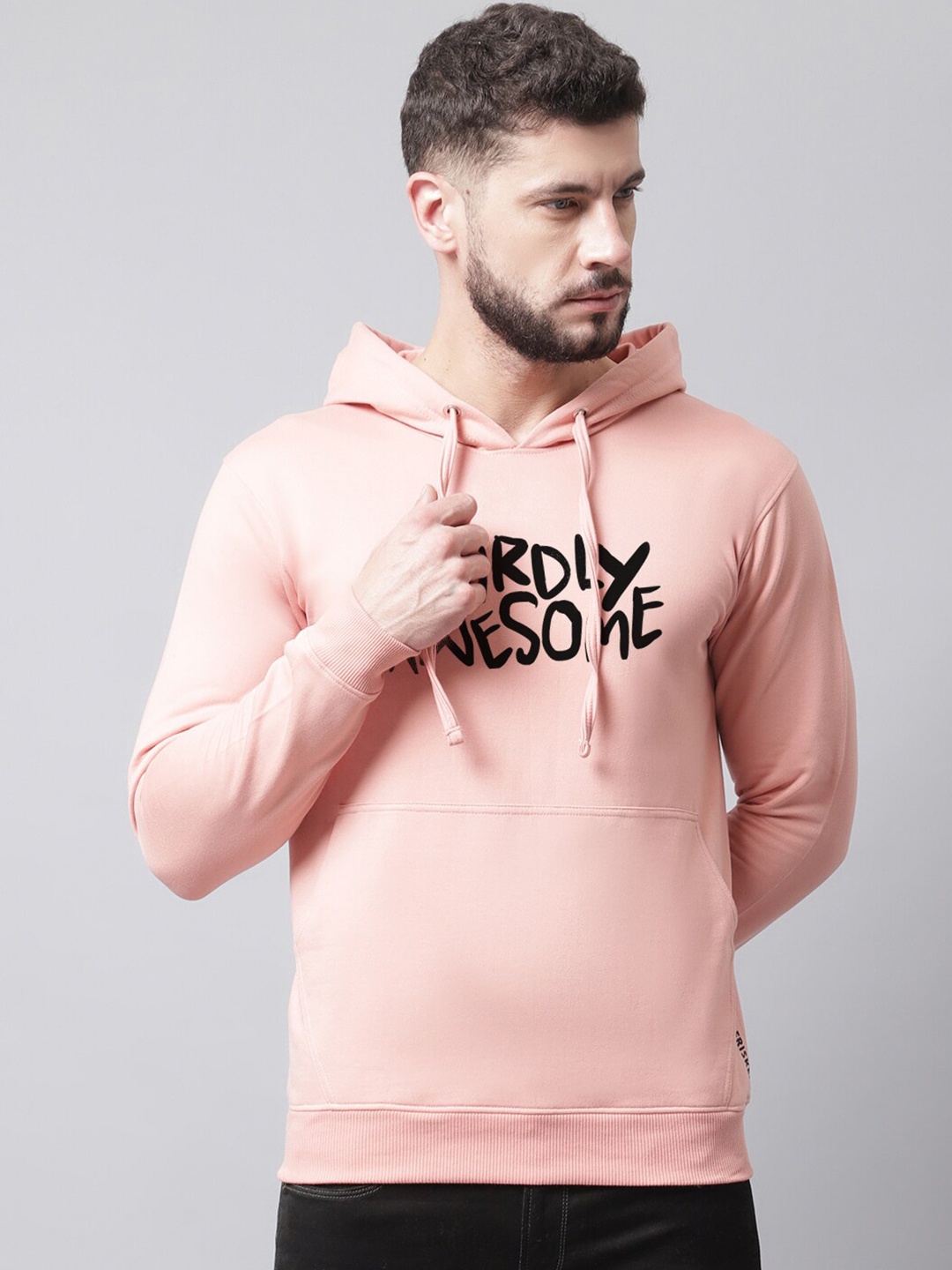 

Friskers Men Coral Printed Hooded Sweatshirt