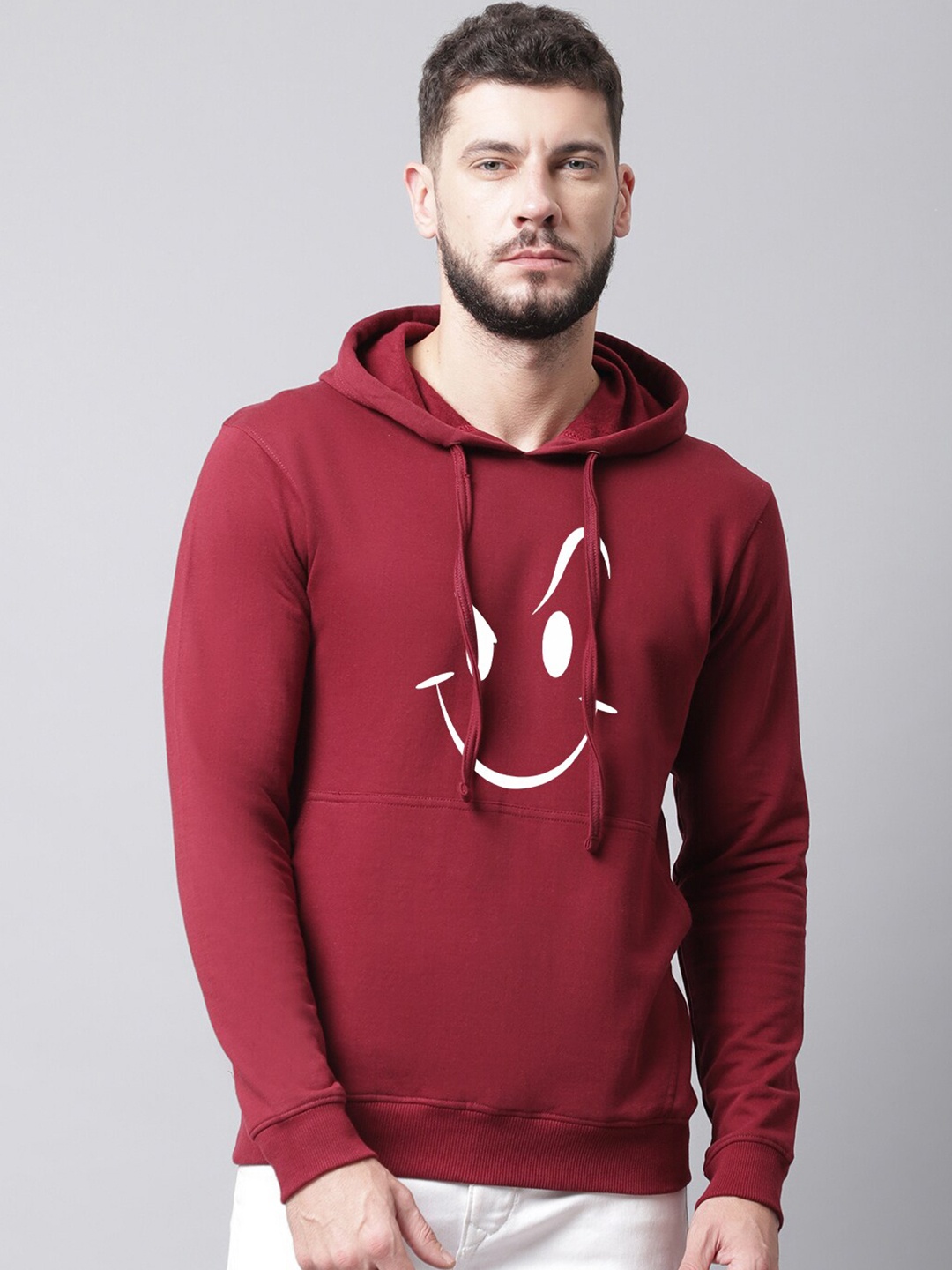 

Friskers Men Graphic Printed Hooded Sweatshirt, Maroon