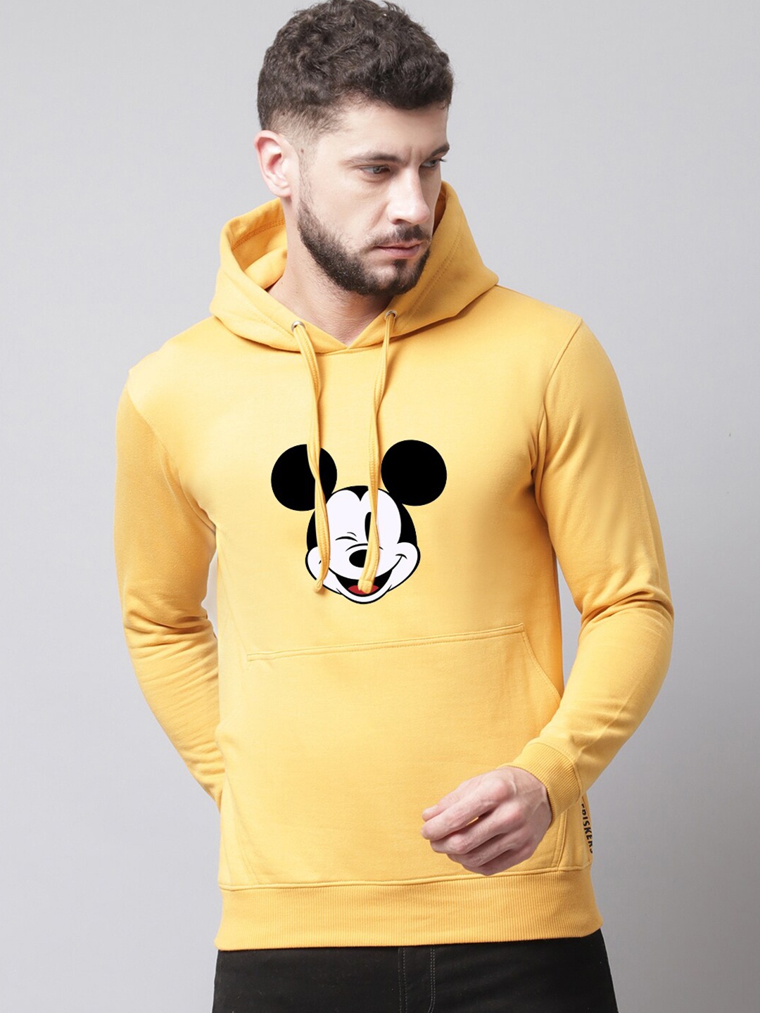 

Friskers Men Printed Hooded Fleece Sweatshirt, Yellow