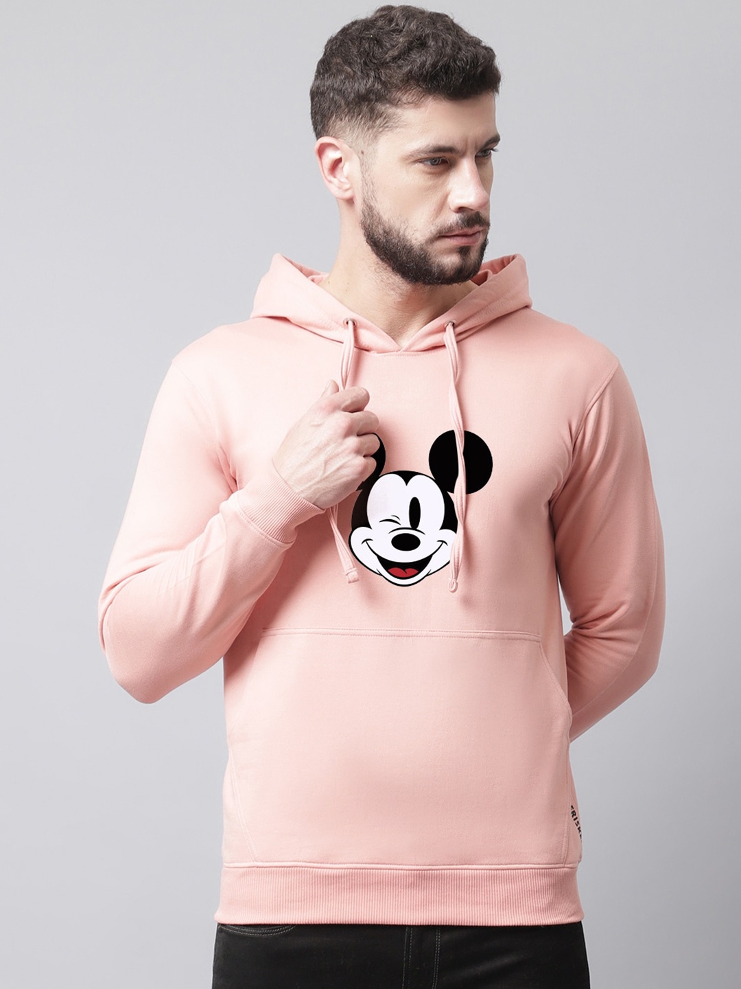 

Friskers Men Printed Hooded Fleece Sweatshirt, Peach