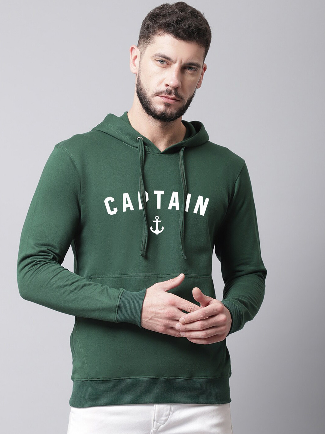 

Friskers Men Printed Hooded Fleece Pullover Sweatshirt, Green