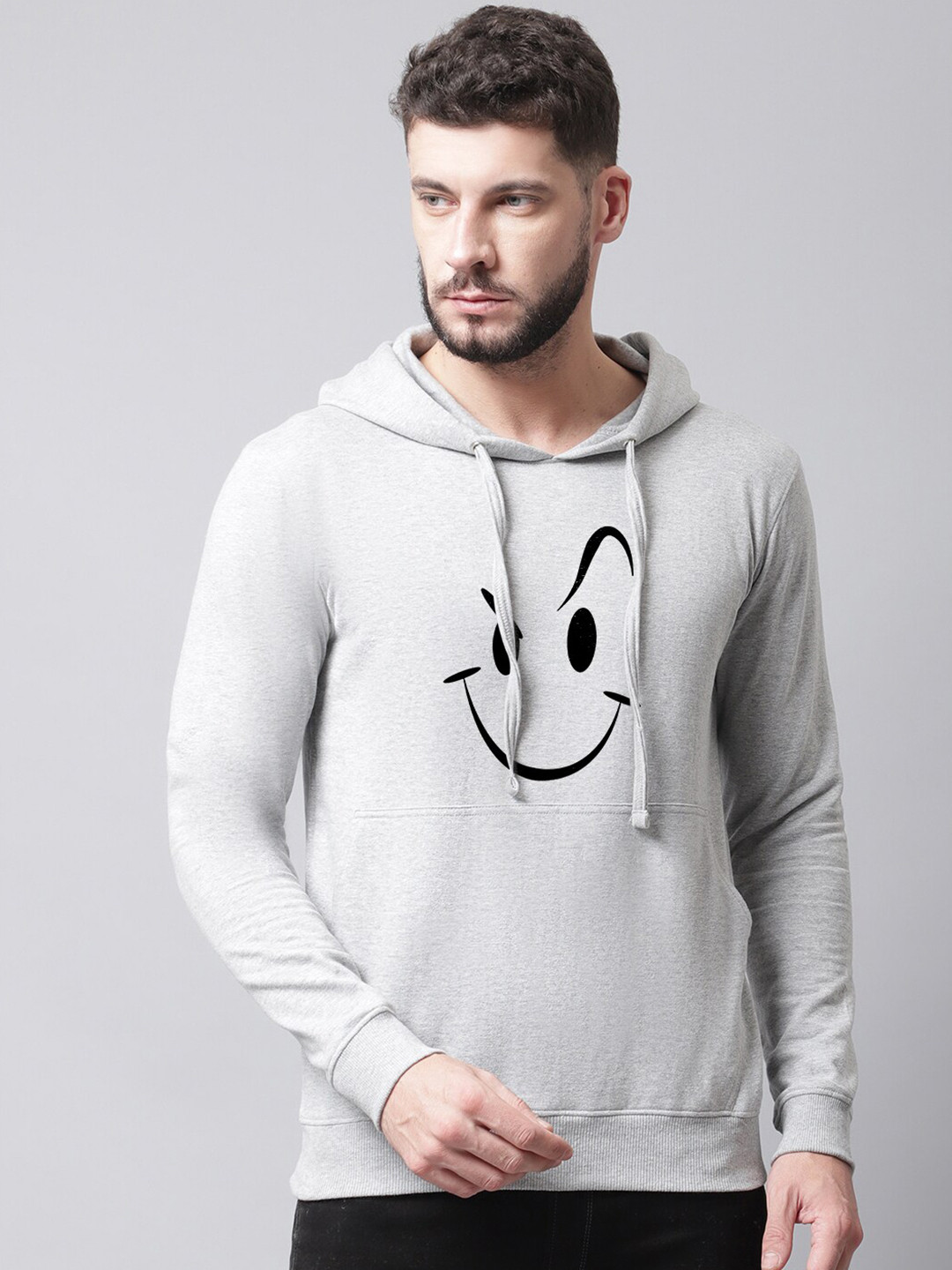 

Friskers Men Printed Hooded Fleece Pullover Sweatshirt, Grey