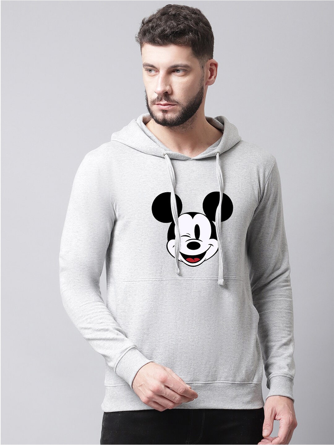 

Friskers Men Printed Hooded Sweatshirt, Grey
