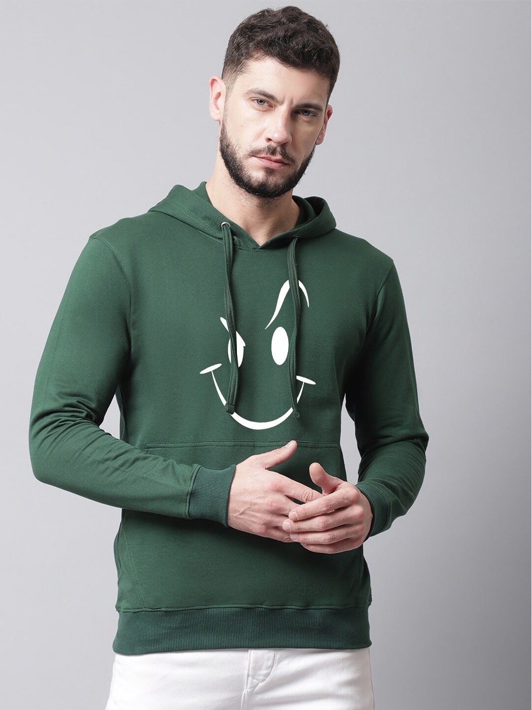 

Friskers Men Printed Hooded Fleece Pullover Sweatshirt, Green