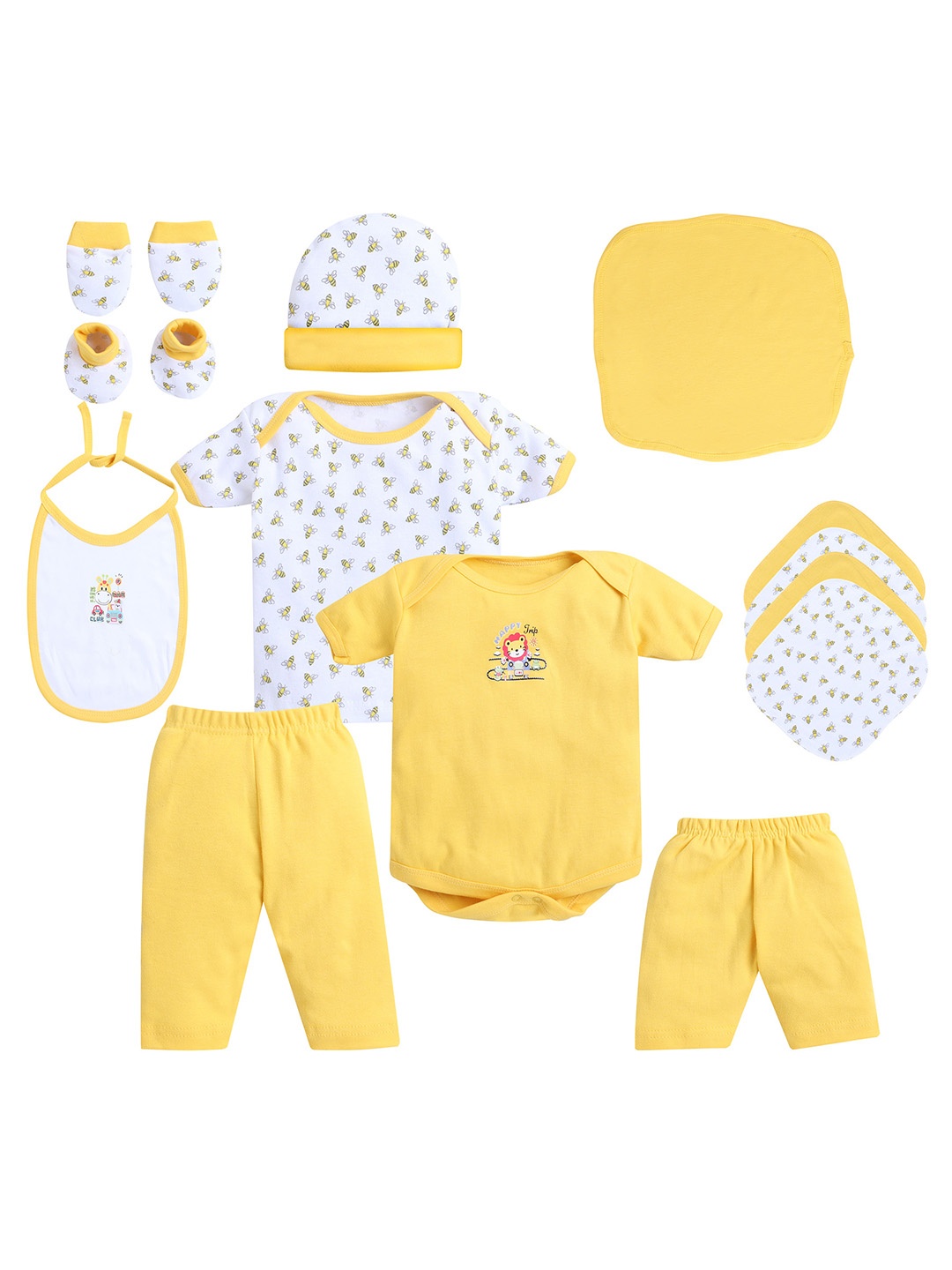 

EIO Infant 13 Piece Printed Pure Cotton Baby Apparel Gift Set, Yellow