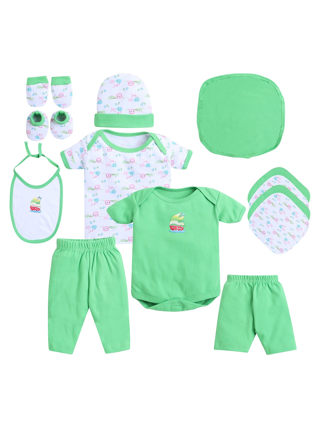 

EIO 13 Pcs Printed Pure Cotton Baby Apparel Gift Set, Green